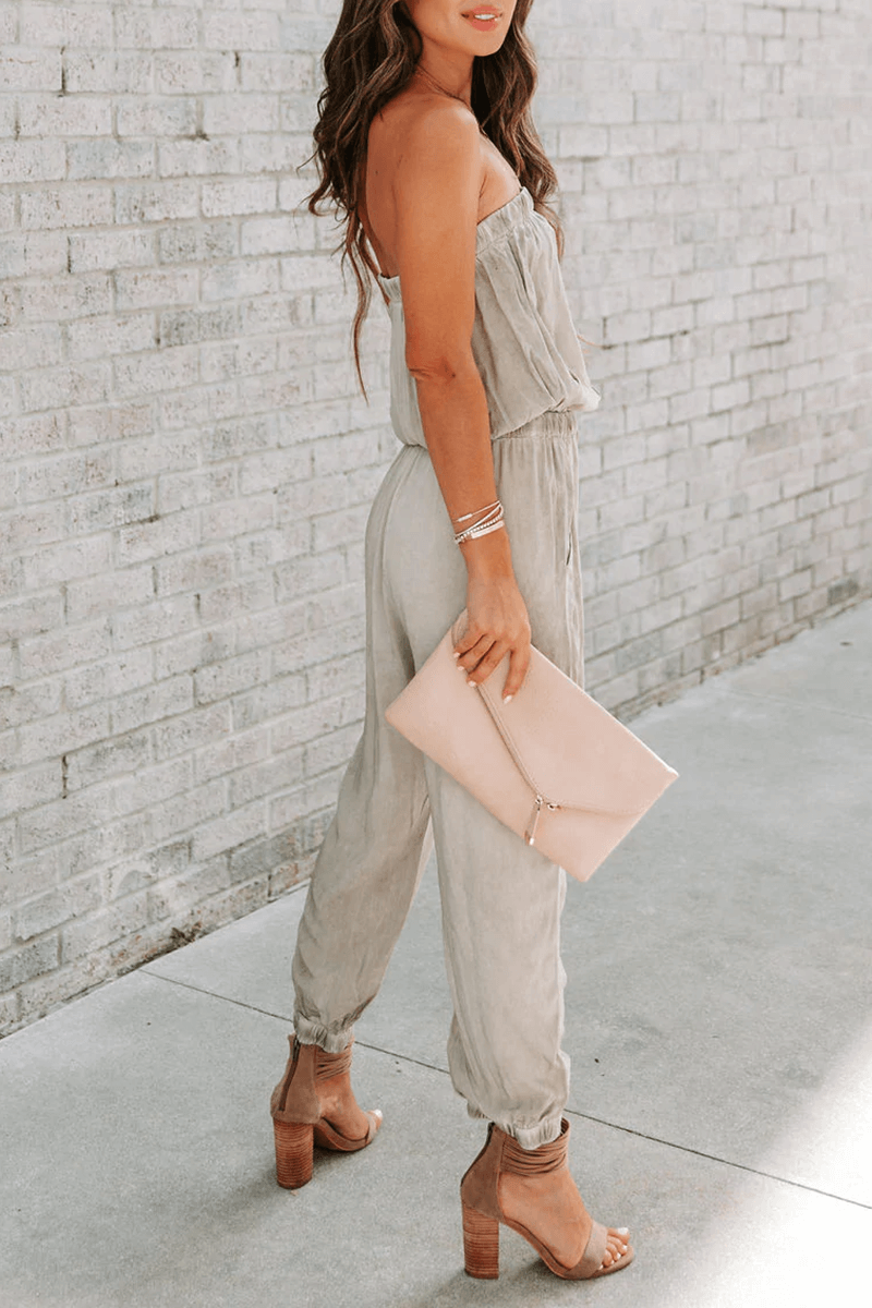 Women's Strapless Drawstring Jumpsuit
