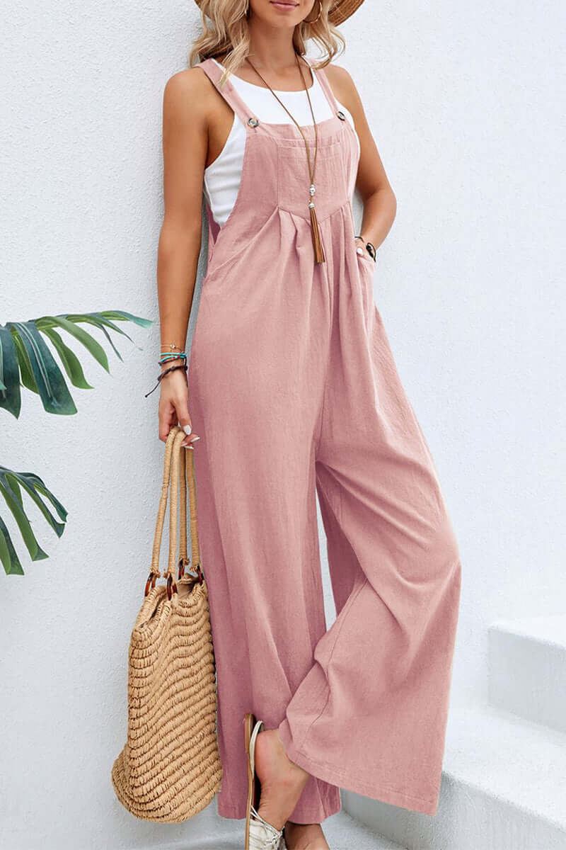 Women's Wide Neck Spaghetti Strap Jumpsuit