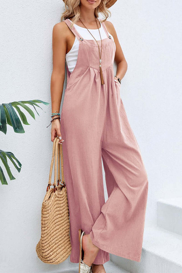 Women's Wide Neck Spaghetti Strap Jumpsuit