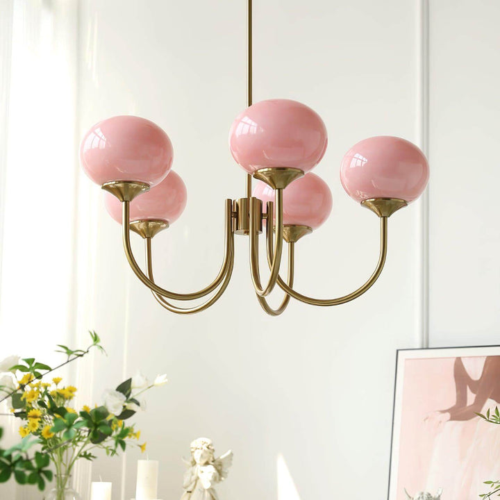 Pink Glass Ceiling Light Fixture Modern Chandelier