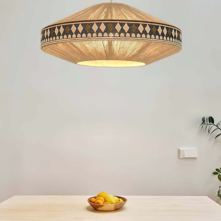 Woven Pendant Lamp with Fringes
