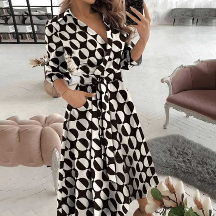 Women's Belted Wrap Midi Dress