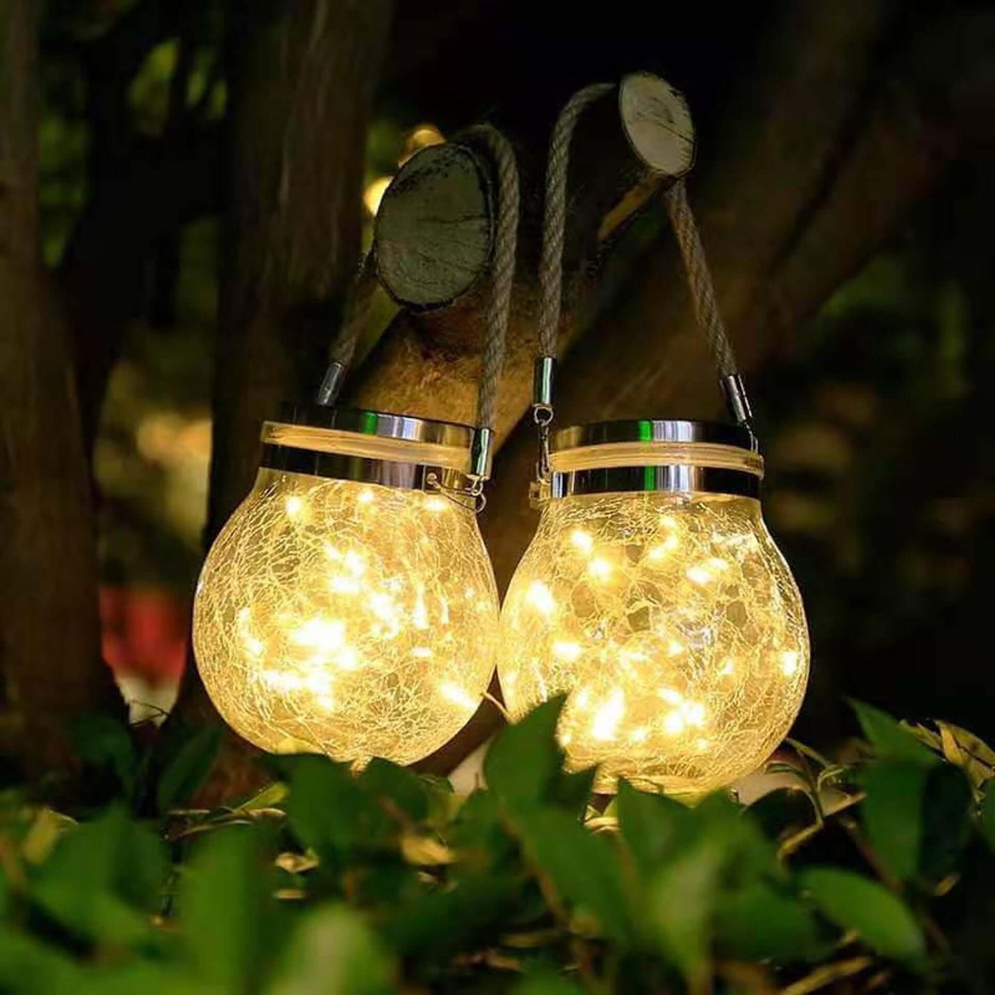 Solar Glass Garden Light with Ice-Crackled Pattern