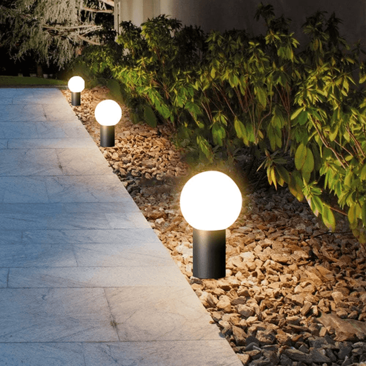 Modern LED Outdoor Path Light Metal Sphere Lamp