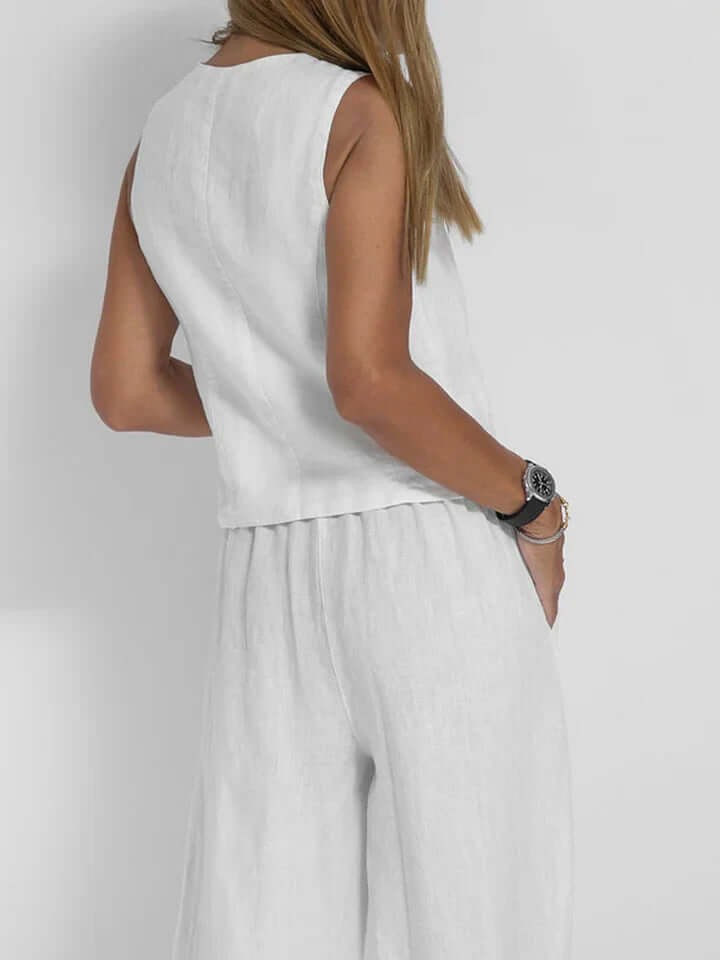 Women's Linen Two-Piece Vest Set