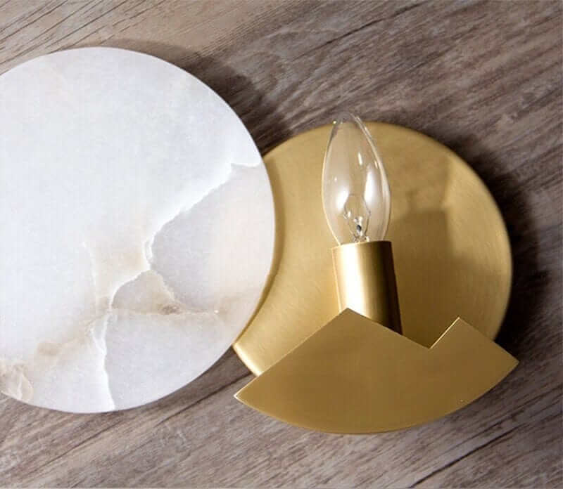 Elegant Marble Wall Light with Brass Accents