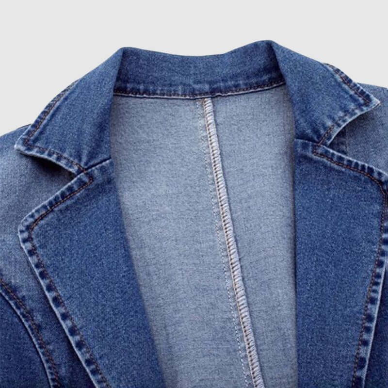 Women's Loose Fit Collared Denim Jacket