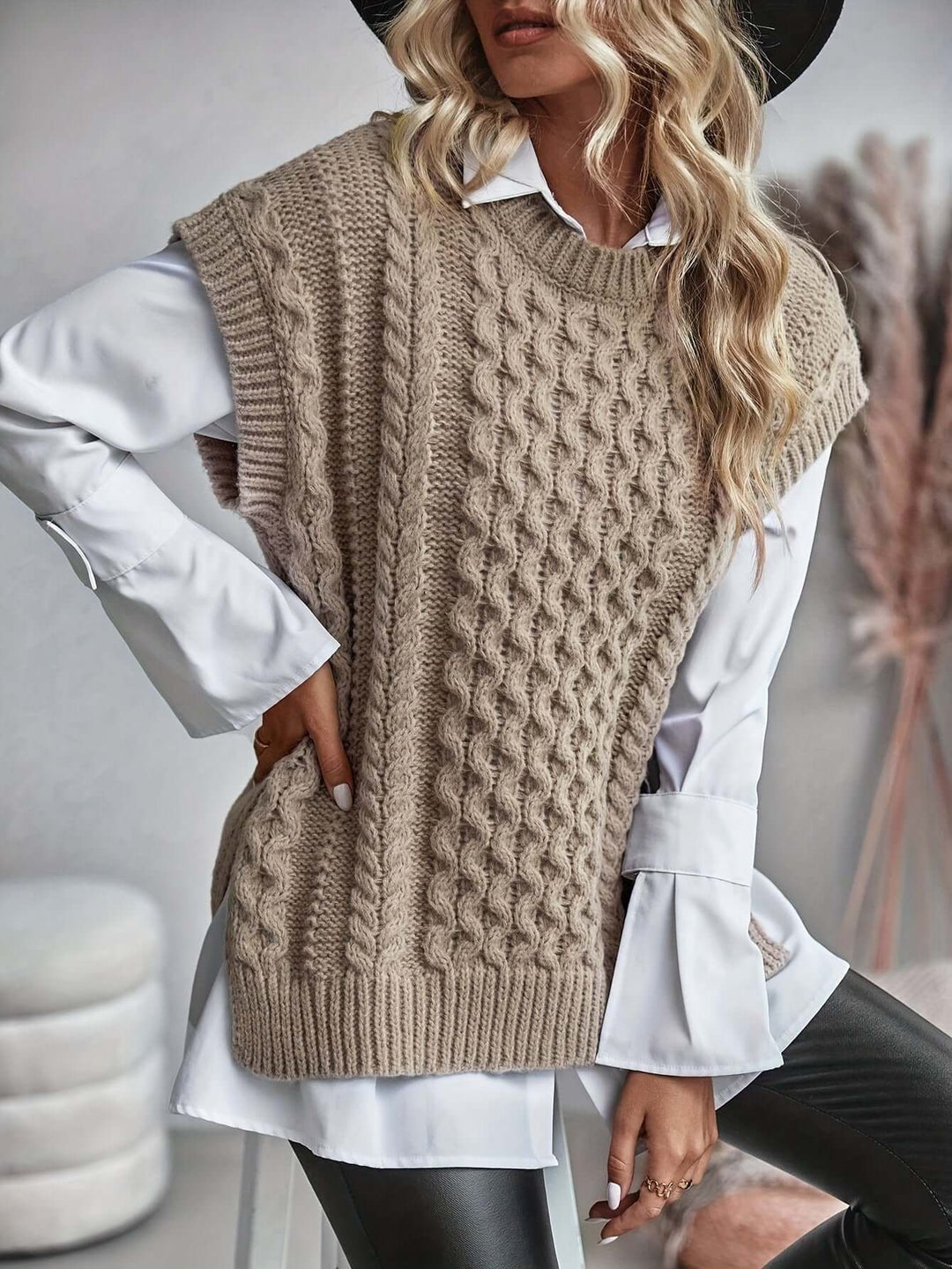 Cable Knit Sweater Vest for Women