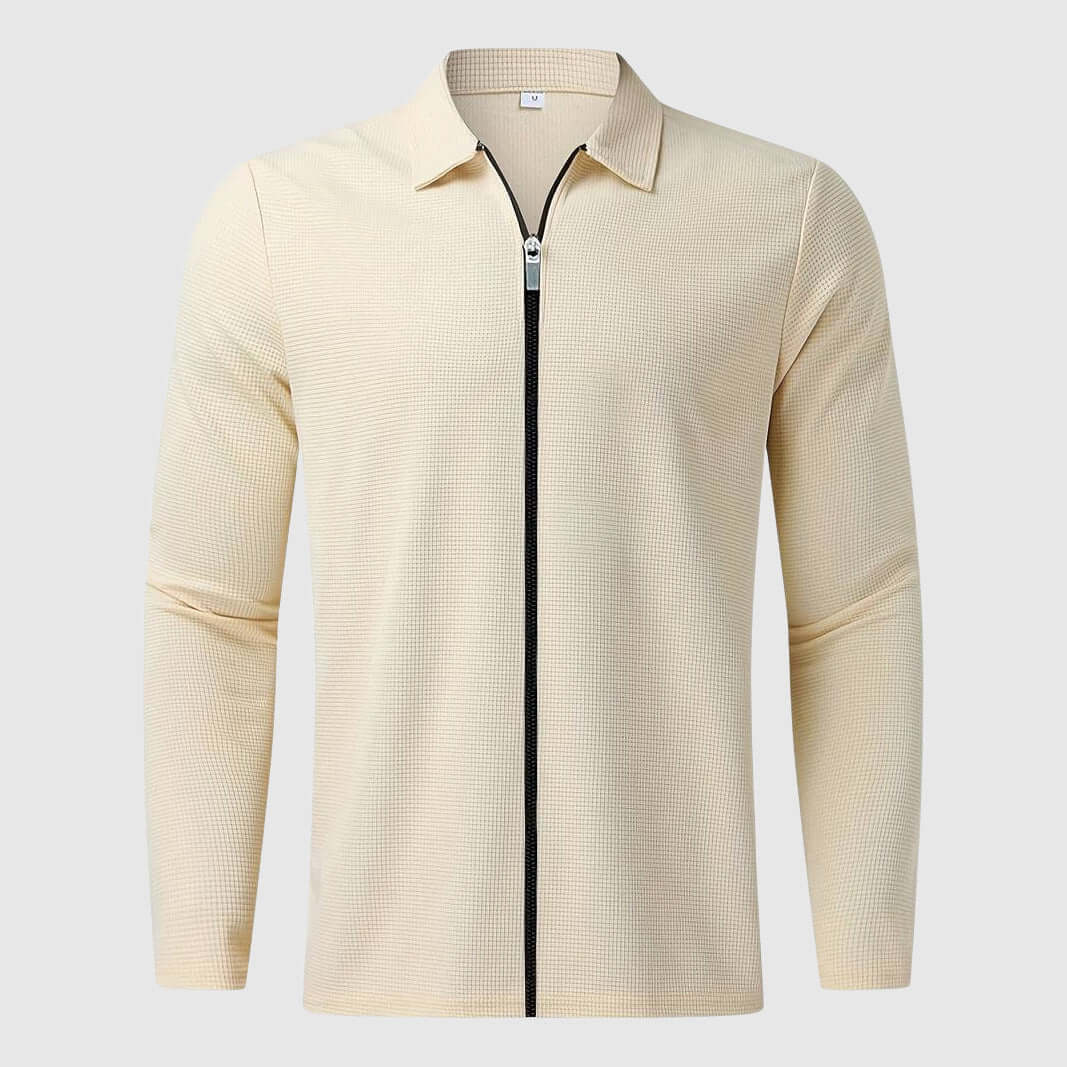 Men's Waffle Knit Zip-Up Jacket