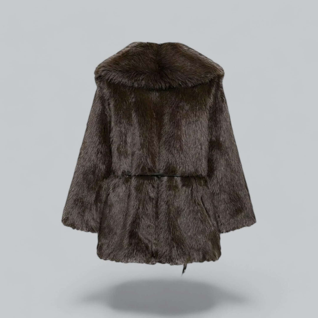 Faux Fur Belted Midi Long Coat