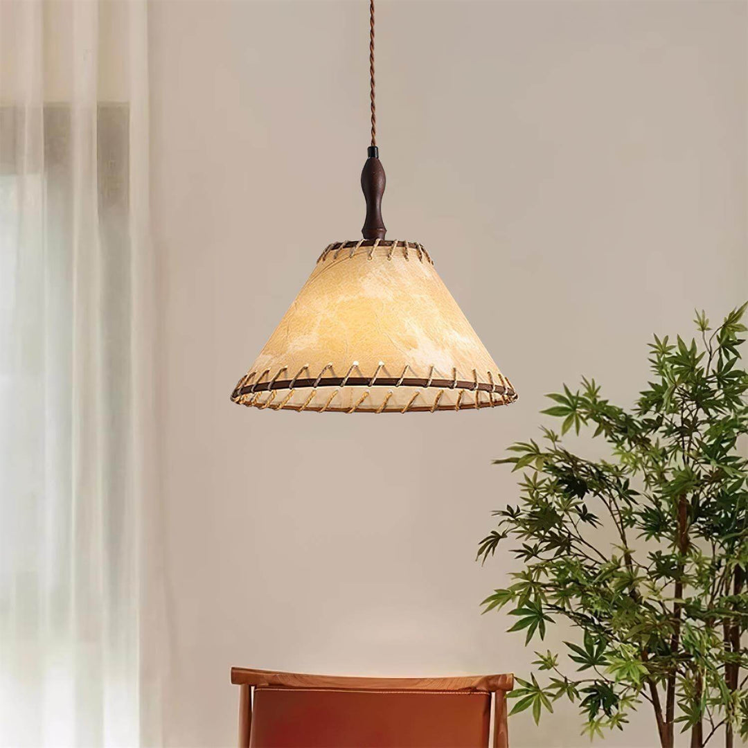Wood & Fabric Pendant Lamp