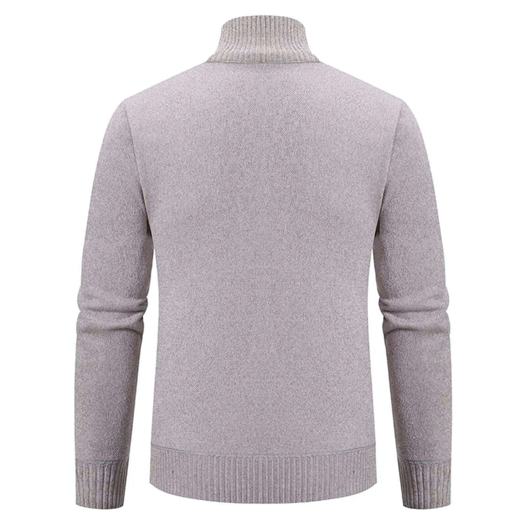 Men's Knitted Cardigan with Stand-Up Collar
