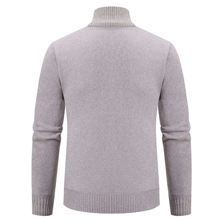 Men's Knitted Cardigan with Stand-Up Collar