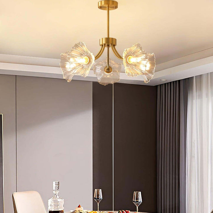 Floral Glass Chandelier, Elegant Lighting Fixture