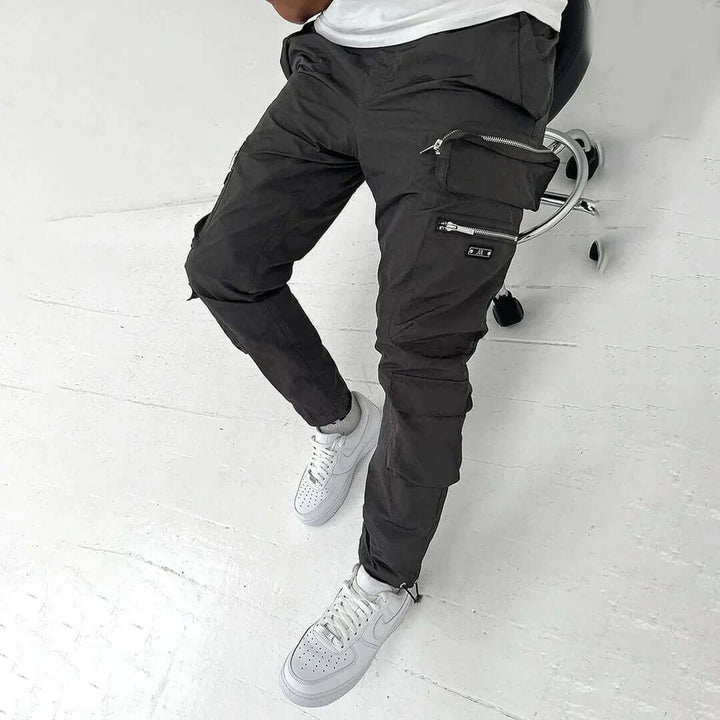 Men's Tapered Cargo Trousers with Multiple Pockets