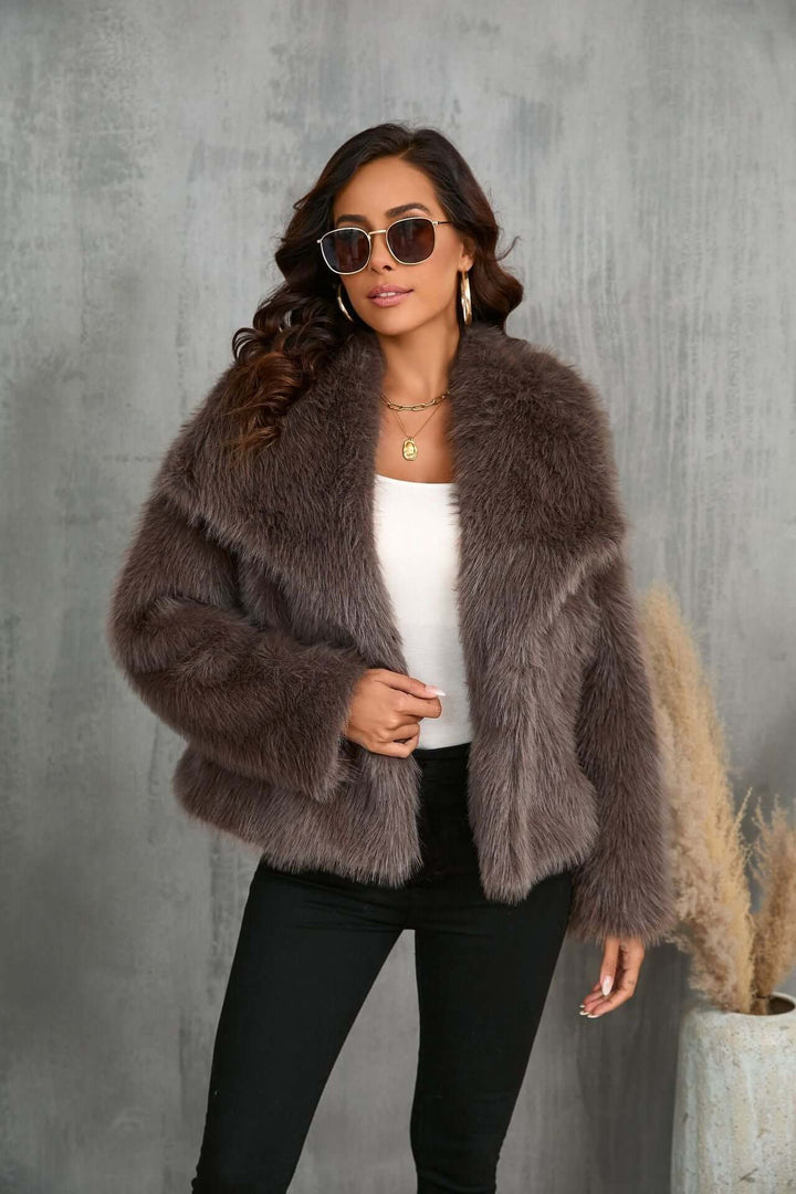 Taupe Faux Fur Coat