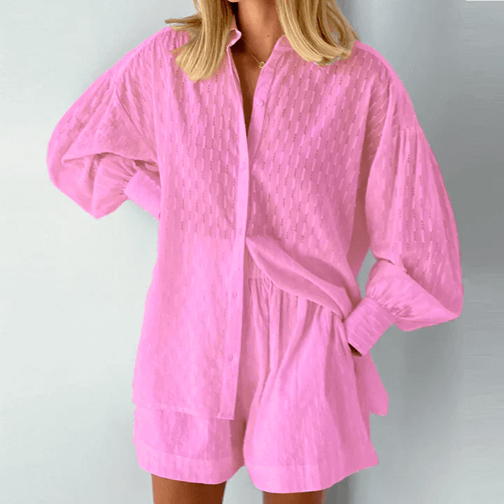 Women's Linen Shirt and Shorts Set