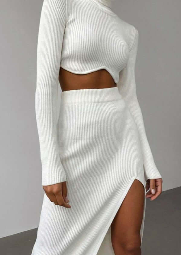 Women's Asymmetrical High-Neck Sweater Set