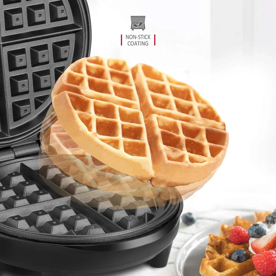 "Adjustable deep-fill non-stick Belgian waffle maker with temperature control, compact design, and easy-to-clean surface."