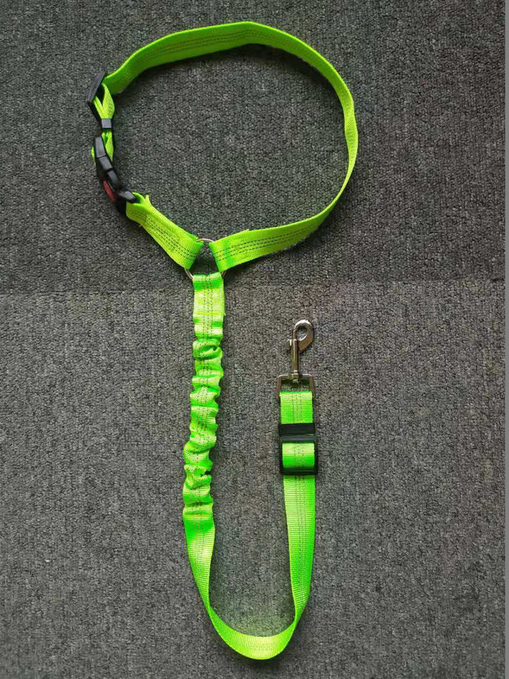 "Adjustable dog car seat belt providing safety, comfort, and tangle-free movement during car rides, easy to install."