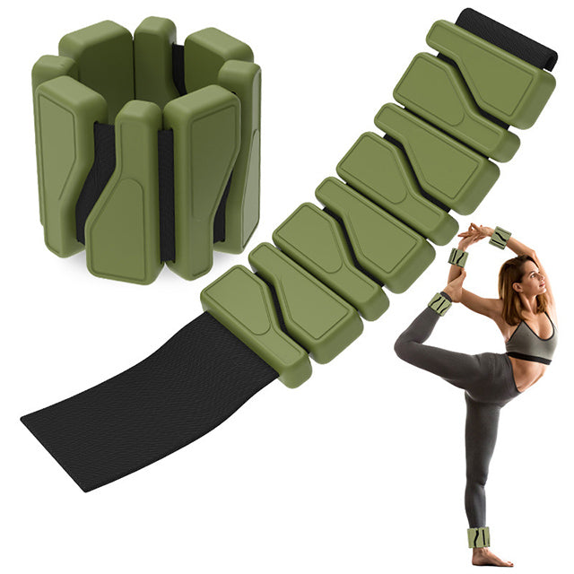 "Adjustable silicone wrist and ankle weights for women, sleek and stylish design, wearable as fitness bracelets."