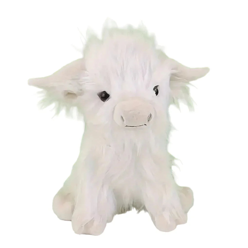 Lovable Highland Cow plushie, a soft and fuzzy stuffed animal companion. Great cuddly toy for children or home decor.