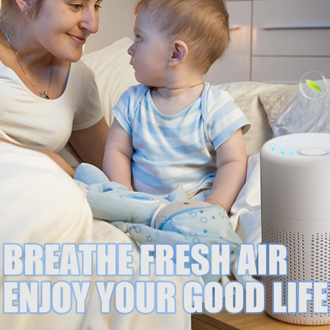 "Advanced HEPA air purifier with sleek design and compact form, ideal for enhancing indoor air quality in home spaces."