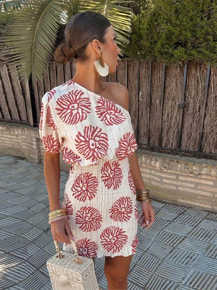 Women's Knitted Dress with Asymmetrical Waist