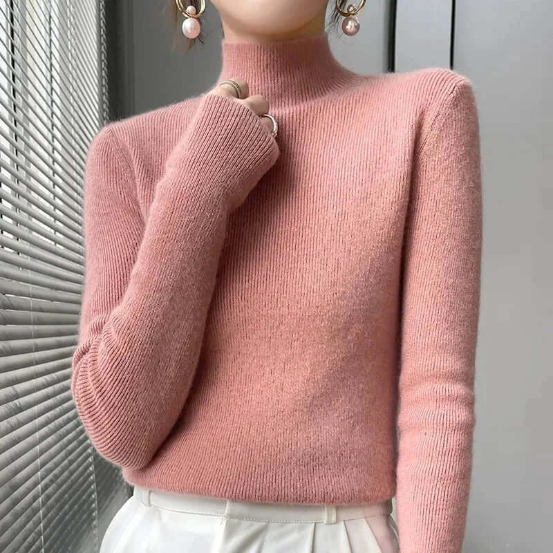 Women's Knitted Half Turtleneck Sweater