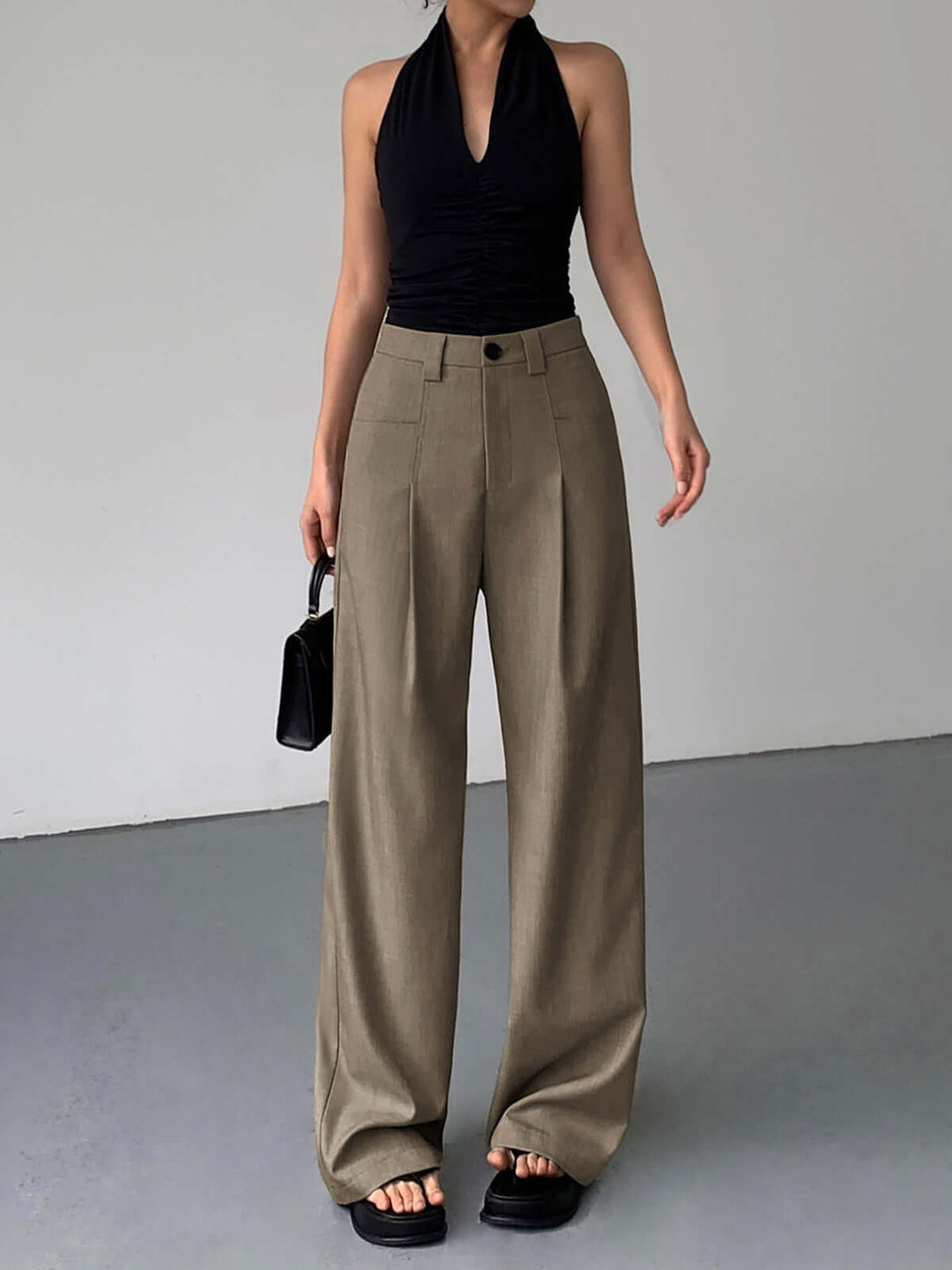 Women's Elegant High-Waisted Wide-Leg Trousers