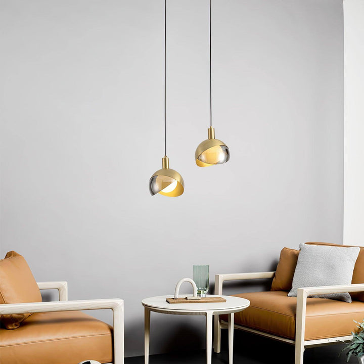 Adjustable Metal Pendant Light with Glass Shade