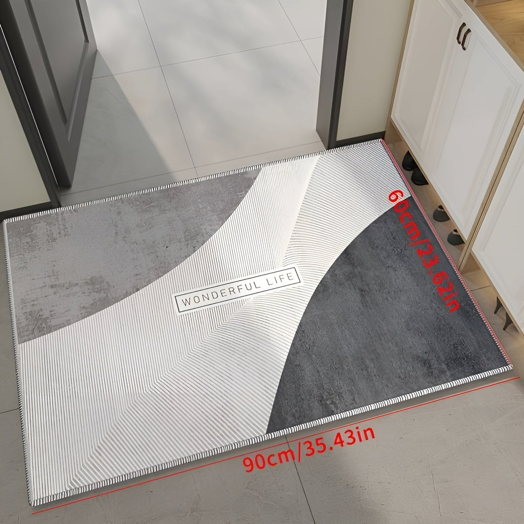 Durable cushioned kitchen mat, offering anti-fatigue support. Washable and non-slip for safety.