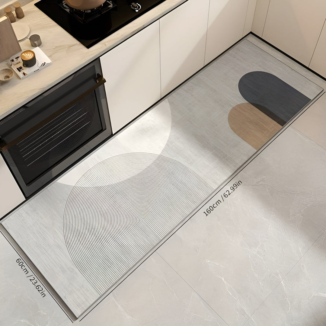 Modern kitchen comfort mat, anti-fatigue and cushioned. Non-slip design, easy to clean home decor.