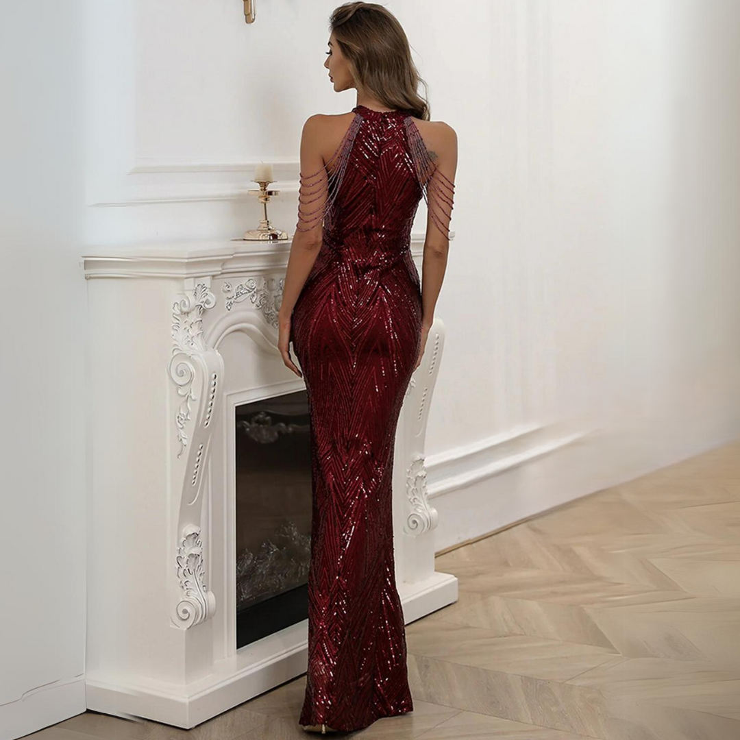 Women's sequin mermaid formal ball gown. Glamorous Ariane dress for evening wear & special occasions.