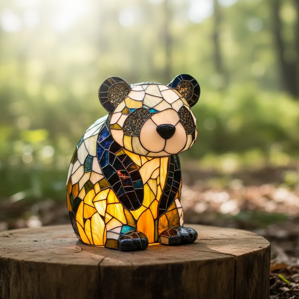 Artistic animal table lamp with vibrant stained glass, perfect for unique home decor.