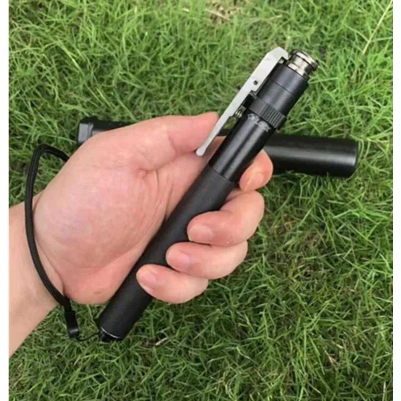 "Automatic folding black walking cane with ergonomic handle, lightweight aluminum, adjustable height for enhanced support."