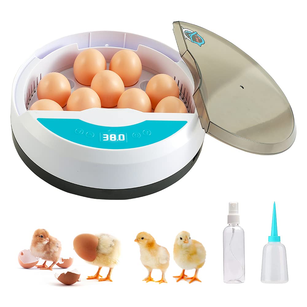 "Automatic LED egg incubator with temperature control, featuring digital display and eco-friendly ABS materials."