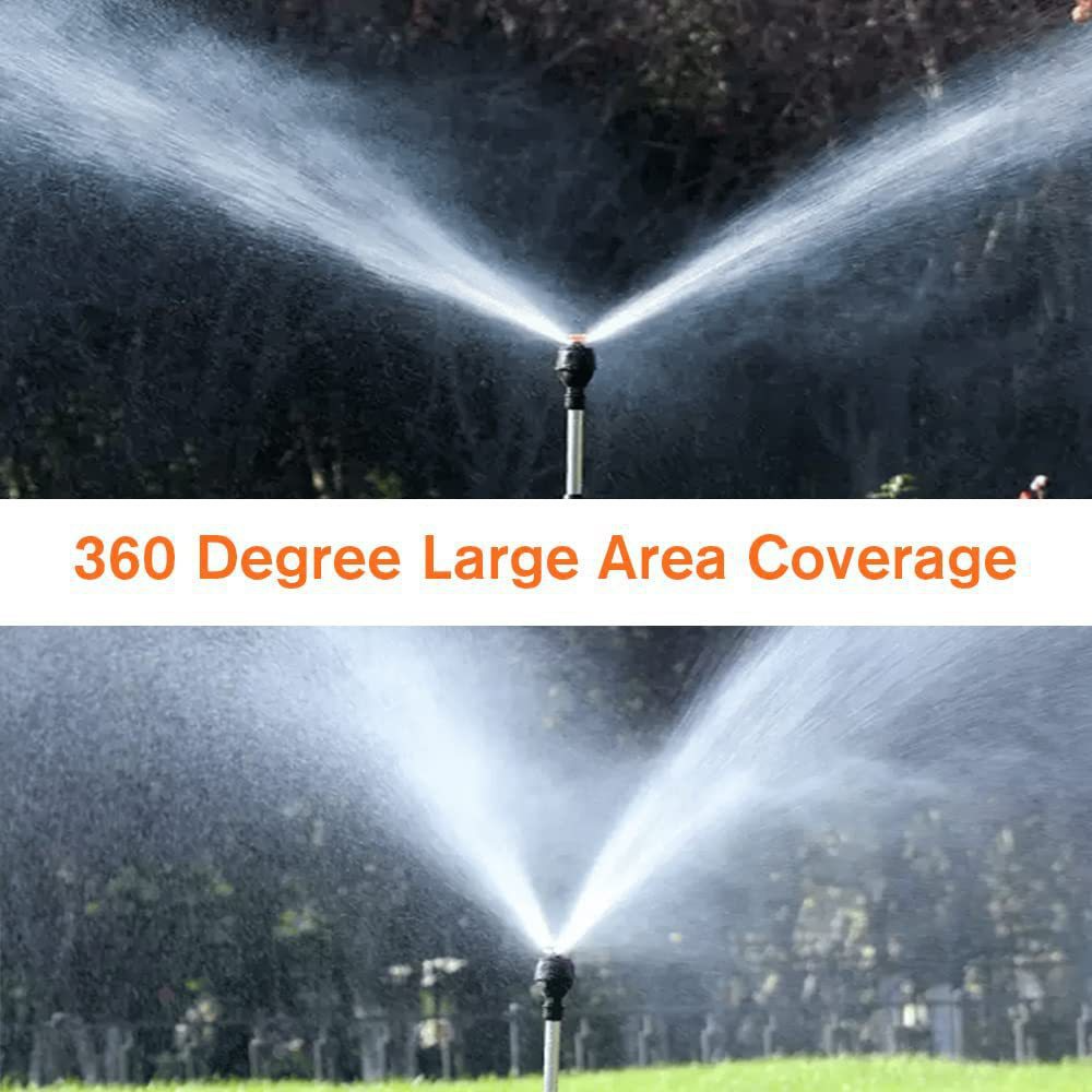 Automatic rotating garden sprinkler with adjustable tripod for customizable height, perfect for even water distribution.