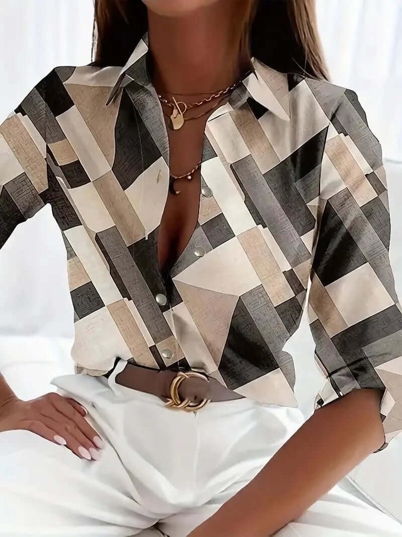 Women's Floral Plaid Button-Up Shirt
