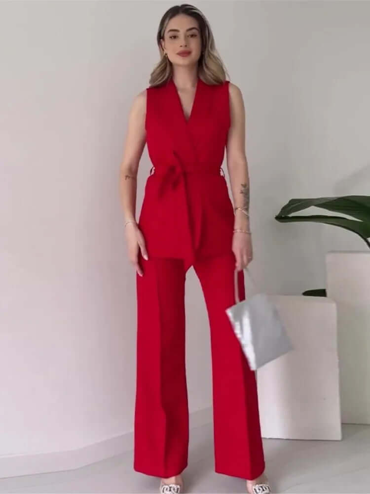 Women's Sleeveless Wide-Leg Suit