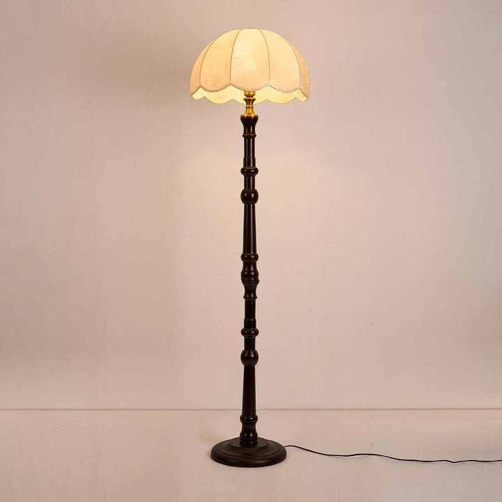 Elegant Wooden Floor Lamp with Fabric Shade