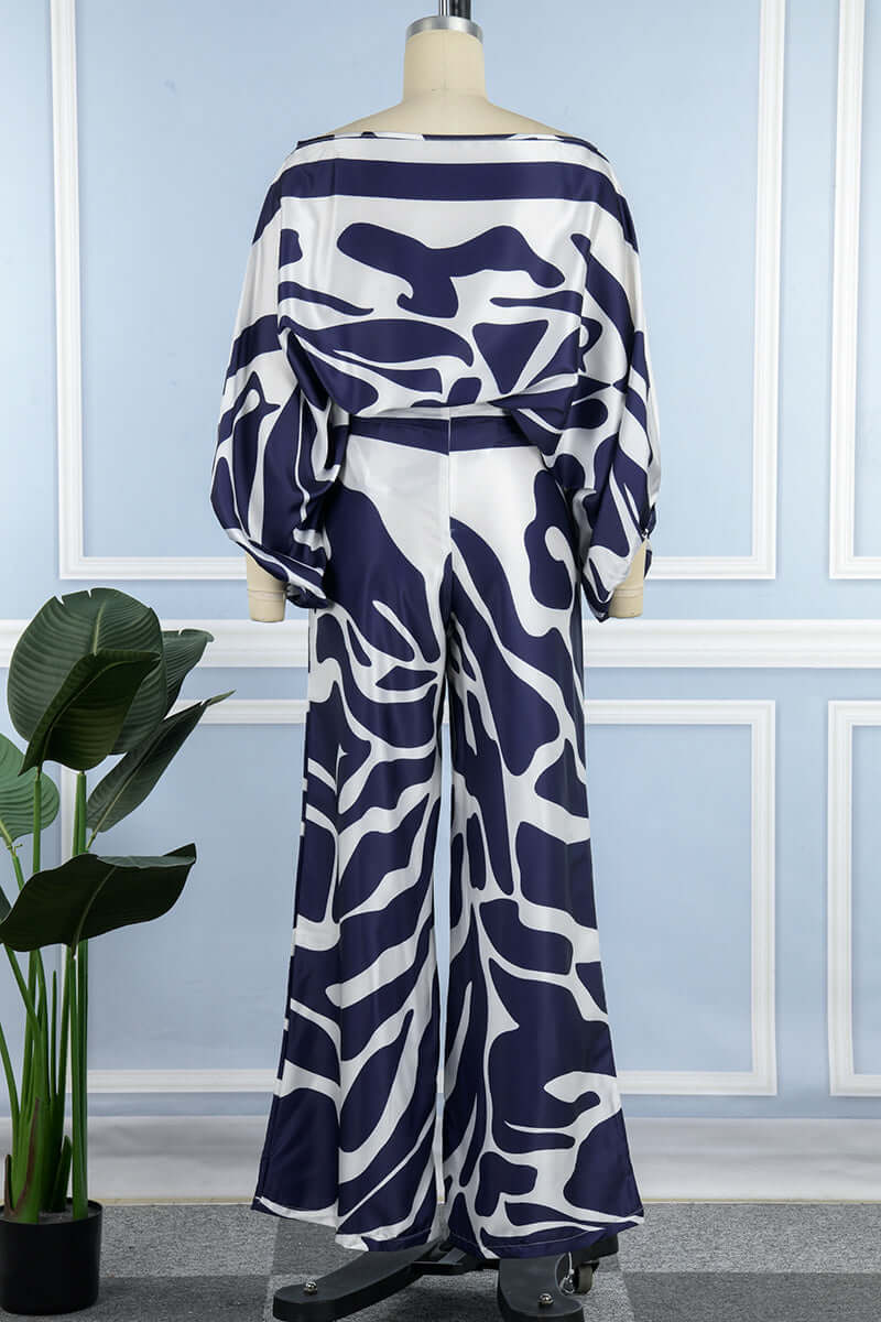 Women's Printed Off-Shoulder Long Sleeve Two-Piece Set