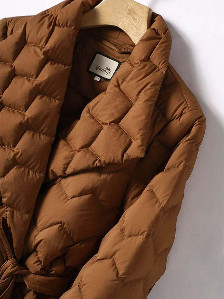 Women's Belted Mid-Length Puffer Jacket