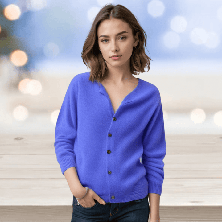 Women's Cashmere Cardigan with V-Neck