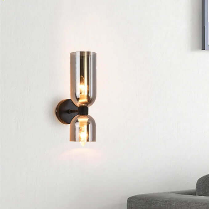Modern Double Glass Wall Sconce Light Fixture