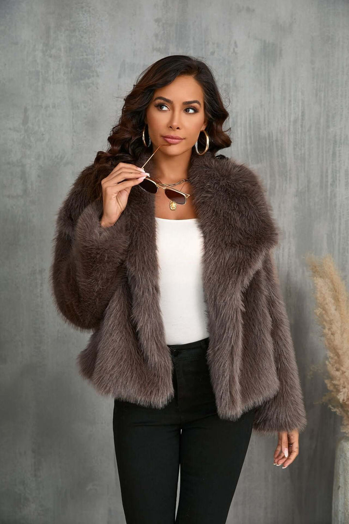 Taupe Faux Fur Coat