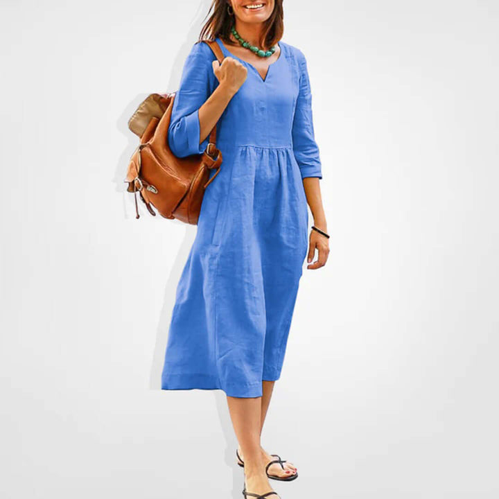 Women's V-Neck Empire Waist Midi Dress