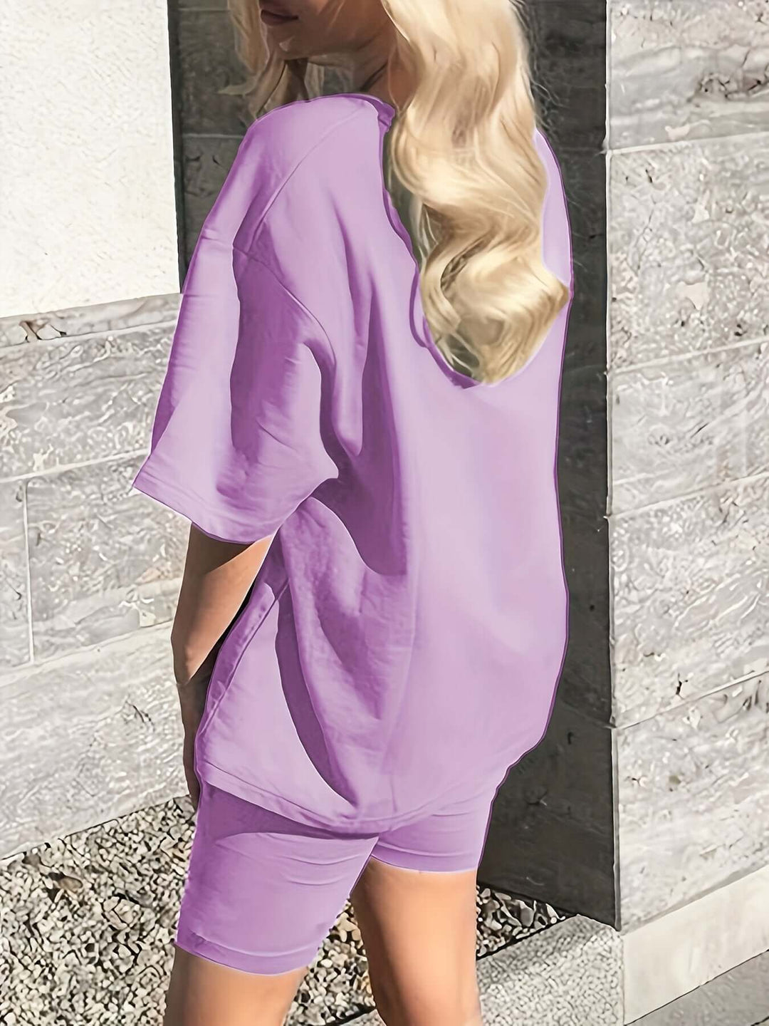 Women's Relaxed Graphic Tee & Biker Shorts Set