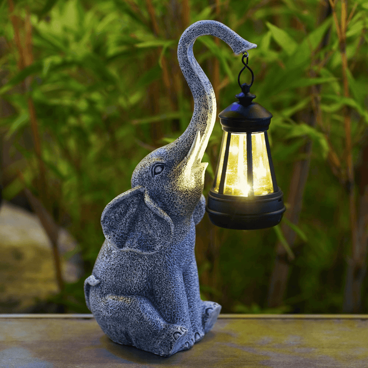 Solar Resin Elephant Garden Light