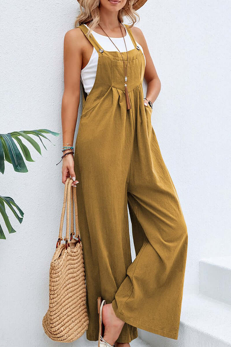 Women's Wide Neck Spaghetti Strap Jumpsuit